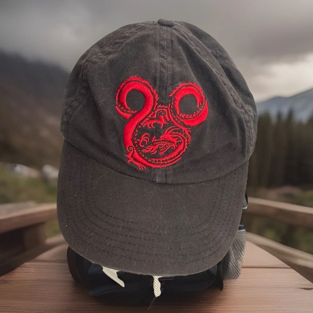 Walt Disney World Official Red Chinese Dragon Embroidered Mickey Hat Mushu Mulan